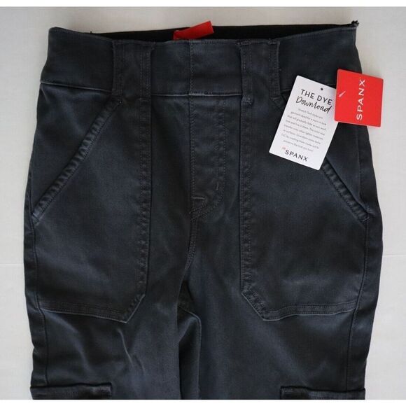 Spanx 20311Q Women's Sz XS Washed Black Stretch Twill Ankle Cargo Pants - Picture 4 of 9